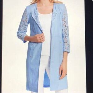 Chico’s Lovely Lady Duster Jacket Large Linen